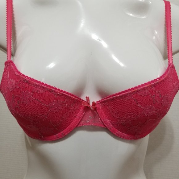 Xhilaration bra 34A Push-Up metallic floral lace sheer wings j hook convertible - Picture 5 of 14